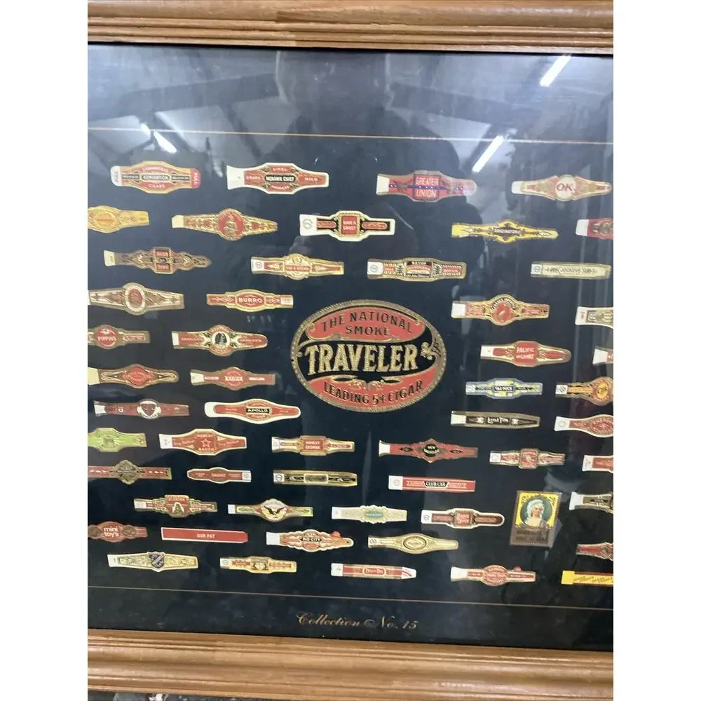 Vintage 1980’s Joe Davidson Cigar Bands Framed And Matted. Collage Ephemeral Col